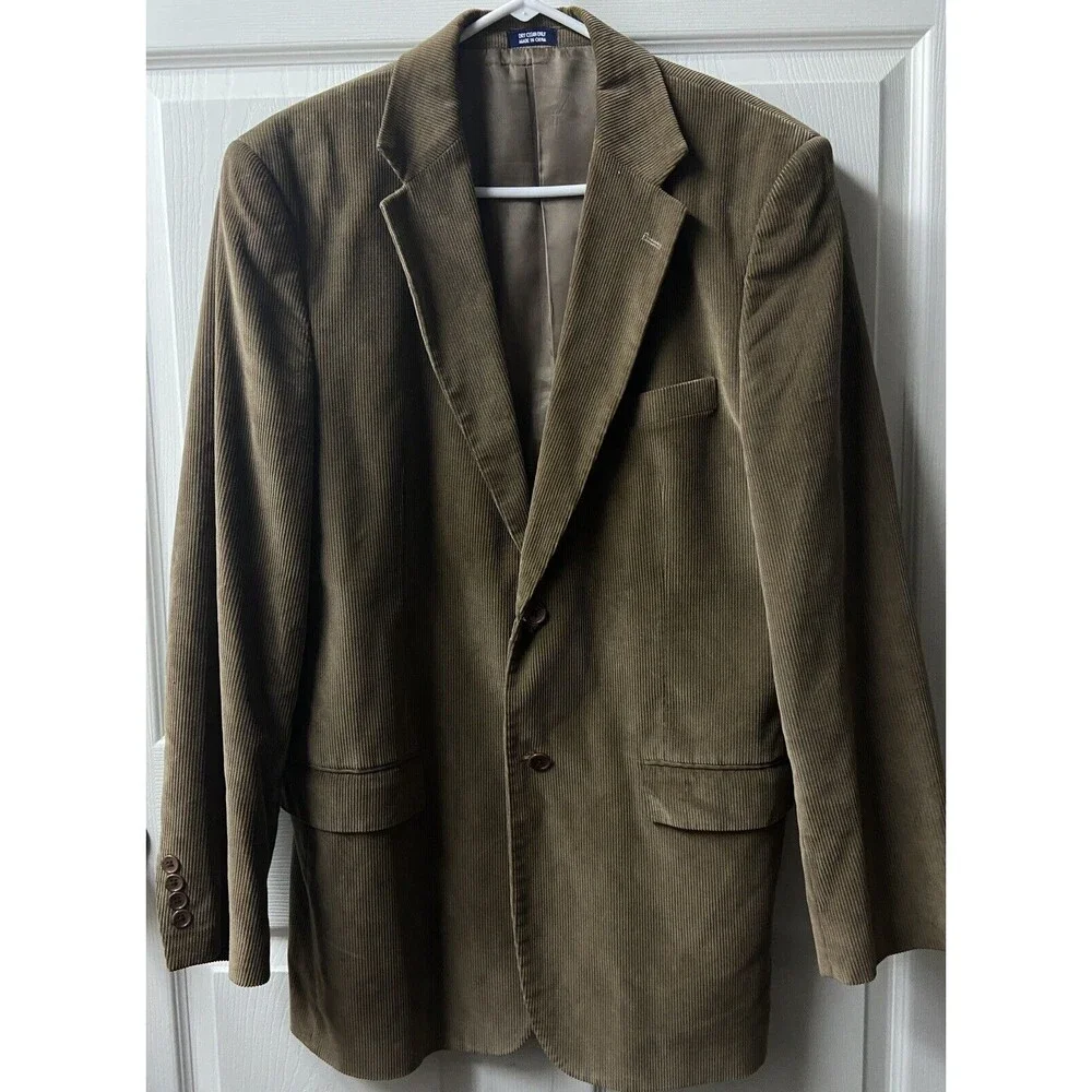 Meeting Street Blazer Corduroy Jacket Men's Size 44L Brown Two Button